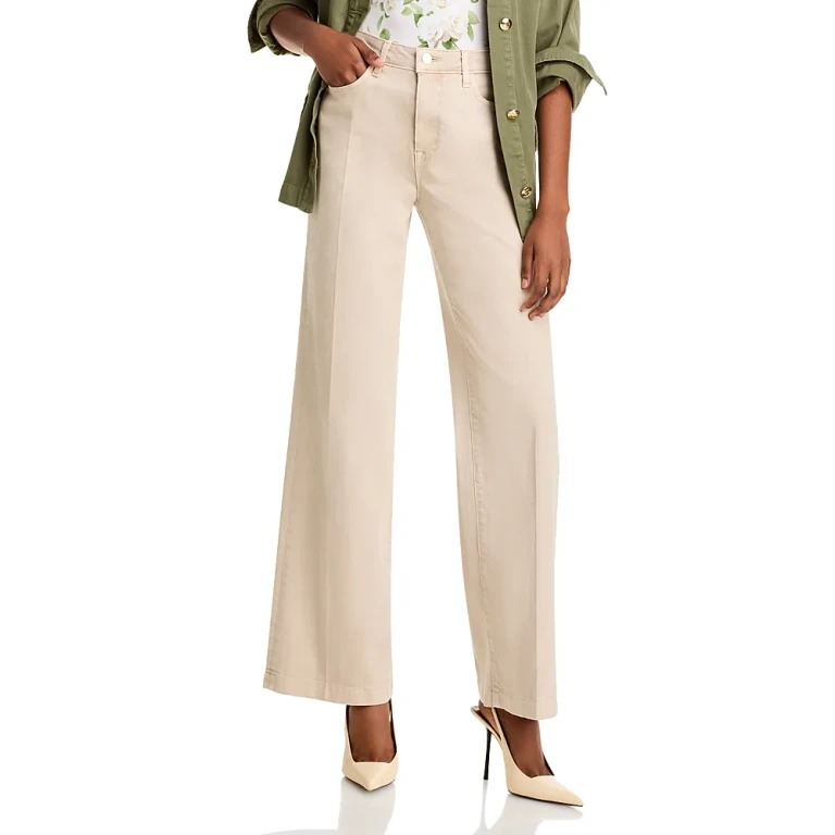 L'Agence Scottie High Rise Wide Leg Jeans in Biscuit