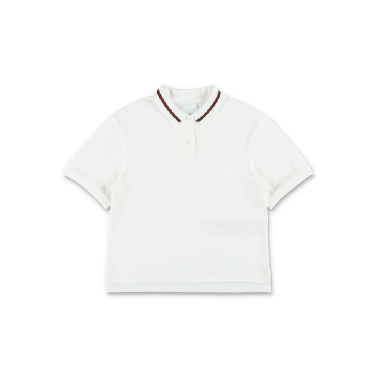 Gucci girls cotton piqué Web detail polo New White T-shirt