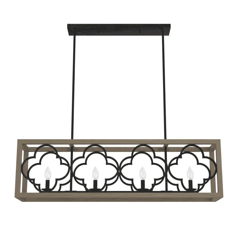 Hunter Gablecrest 4-Light Linear Chandelier in French Oak