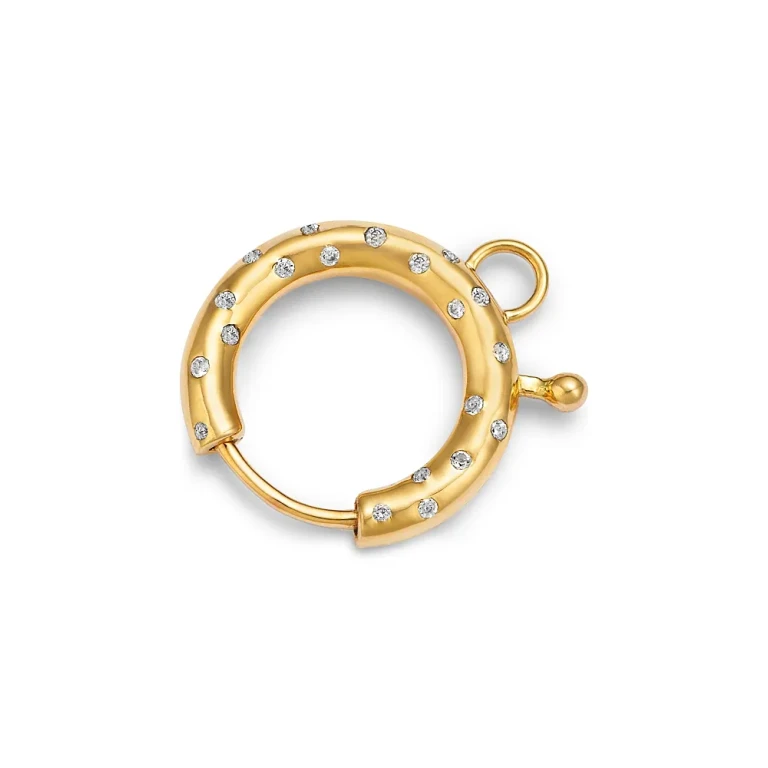 14K Yellow Gold White Topaz Scatter Charm Holder