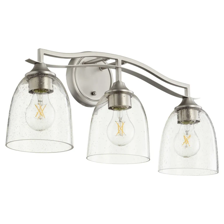 Quorum Jardin 3-Light 10" Bathroom Vanity Light in Satin Nickel with
