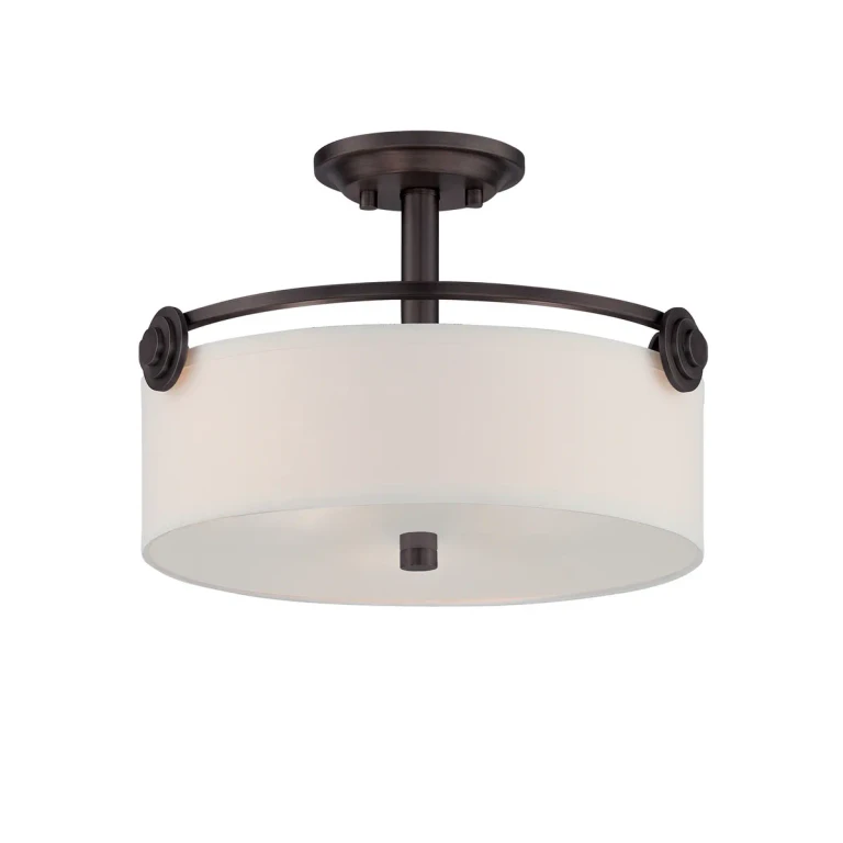 Old English Bronze Three Light Semi-Flush Mount from the Gramercy Park Collection