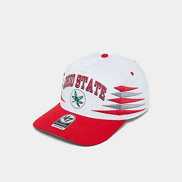 47 Brand '47 Ohio State Buckeyes Diamond Cut HITCH Snapback Hat in White/Red
