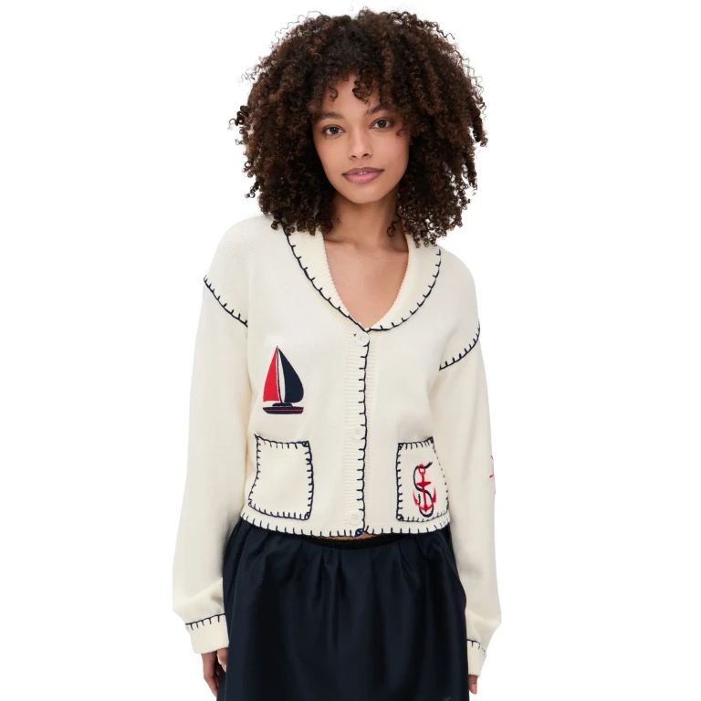 Bailey Rose Nautical Cardigan Cream M