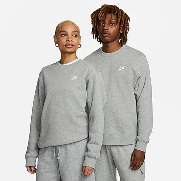 Nike Men's Sportswear Club Fleece Crewneck Sweatshirt in Washed Coral/White Size: XXS