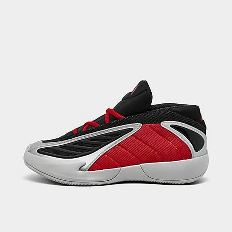 adidas Little Kids Anthony Edwards 2 Basketball Shoes in Silver Metallic/Pure Ruby/Core Black Size: 1.0