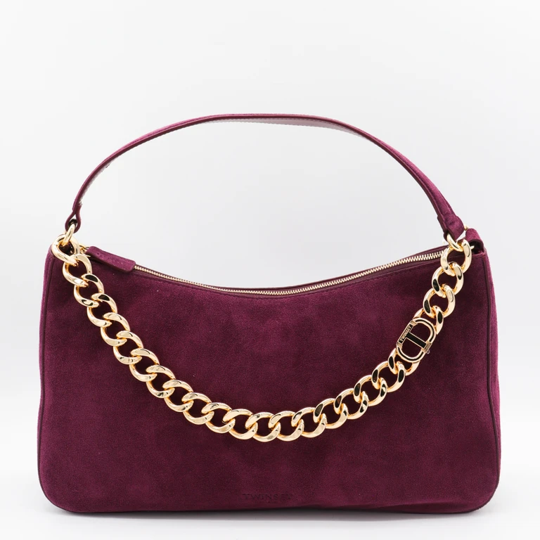 TwinSet Purple Leather Liliane Shoulder Bag