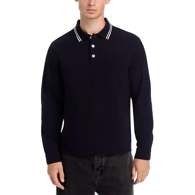 Frame Pique Regular Fit Long Sleeve Polo Shirt