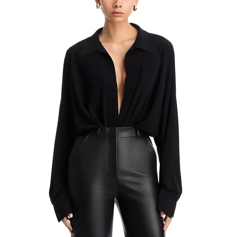 Norma Kamali Super Oversized Boyfriend Shirt Bodysuit