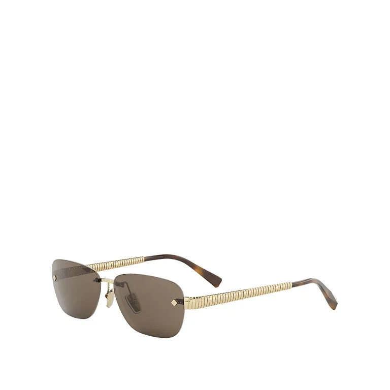 Bvlgari Tubogas Gold Rectangular Sunglasses, 55mm