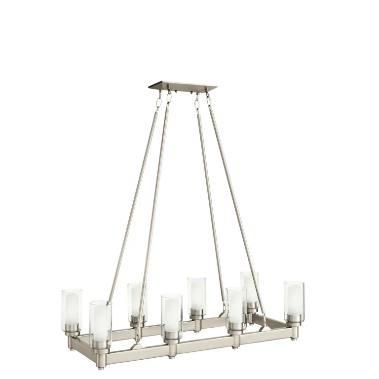 Circolo 8-Light 14" Linear Chandelier in Brushed Nickel