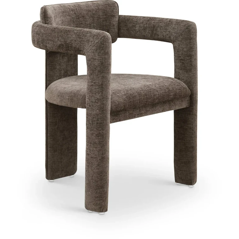 Brenda Brown Chenille Upholstered Dining Chair, Set of 2