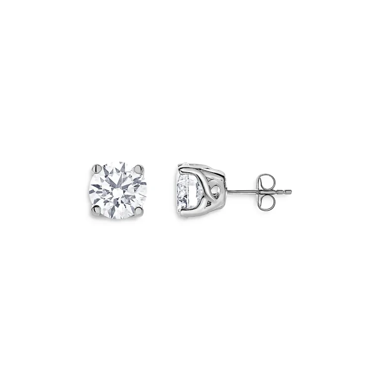 Certified Lab Grown Diamond Stud Earrings in 18K White Gold, 6.0 tcw