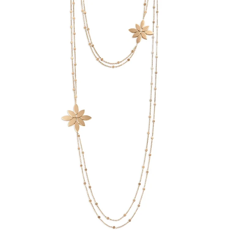 Pasquale Bruni 18K Rose Gold Ghirlanda Flower Layered Sautoir Necklace, 37.7