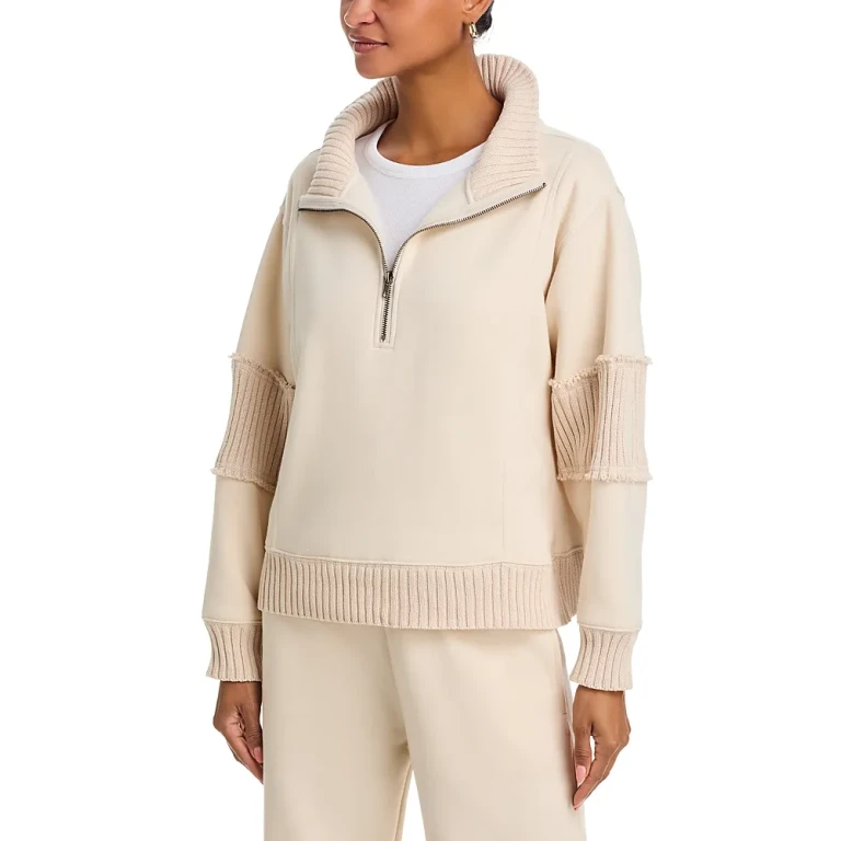 Vintage Havana Rib Trim Quarter Zip Sweatshirt