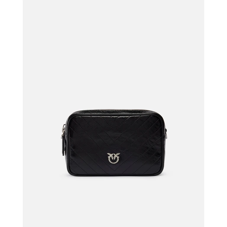 Pinko - Sac caméra moyen à bandoulière en cuir à chevrons