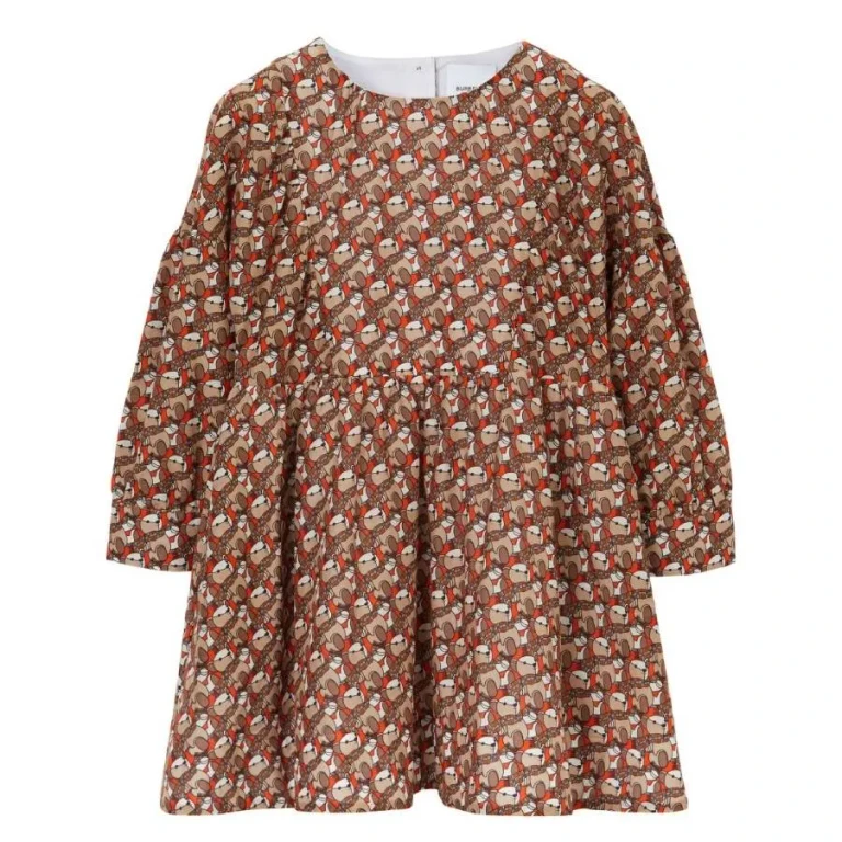 Burberry Girls Thomas Bear-Print Cotton Dress