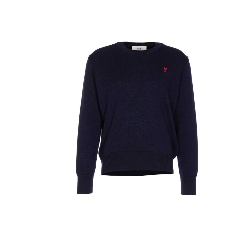 Ami Paris Pull Col Rond - Bleu