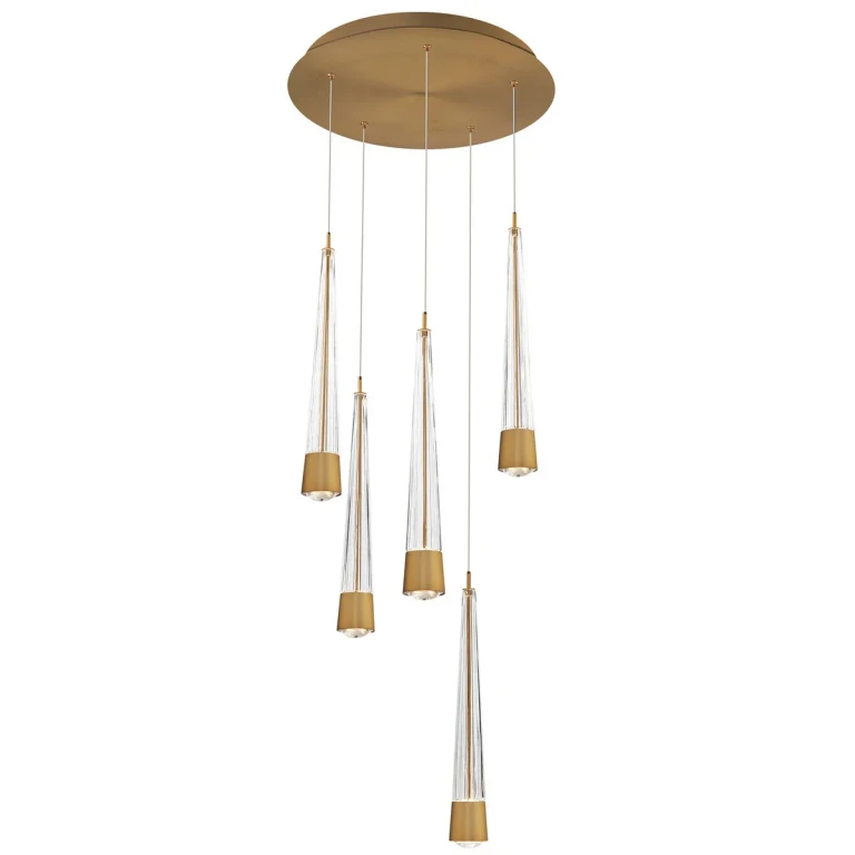 Aged Brass LED Chandelier from the Quill Collection