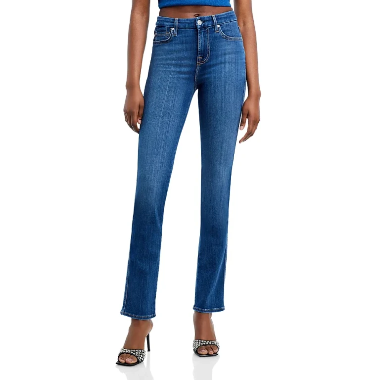 7 For All Mankind Slim Illusion Kimmie Mid Rise Straight Jeans in Luxe Love Story