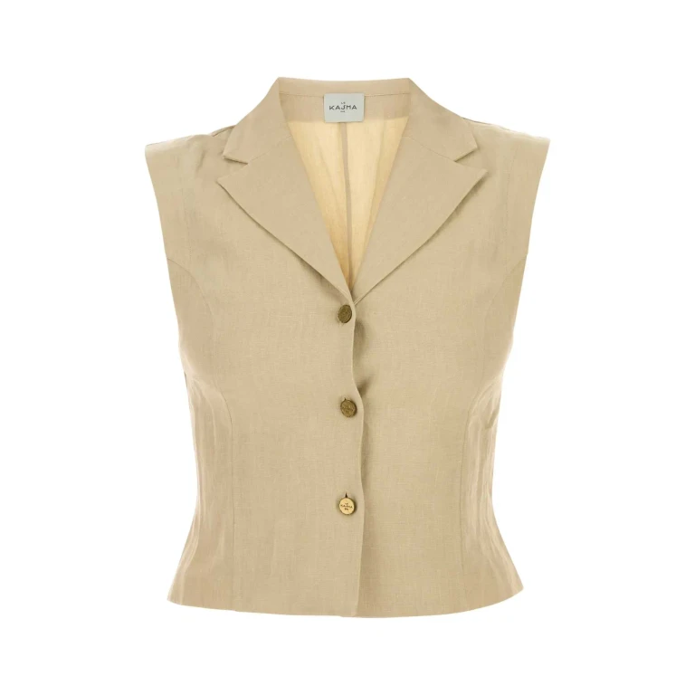 Le Kasha Beige Linen Sawadah Vest Exterior: Giacche E Gilet - Women
