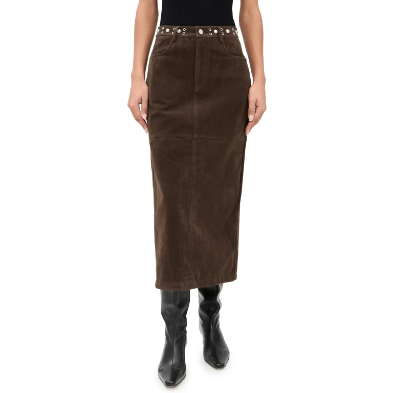 Bailey Rose Suede Skirt Chocolate XS