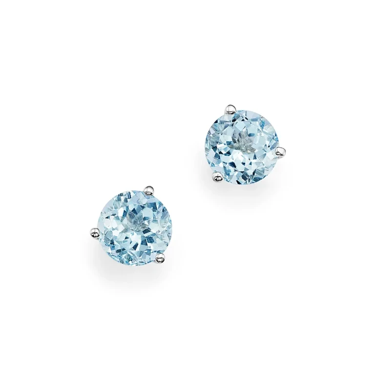 Aquamarine Stud Earrings in 14K White Gold