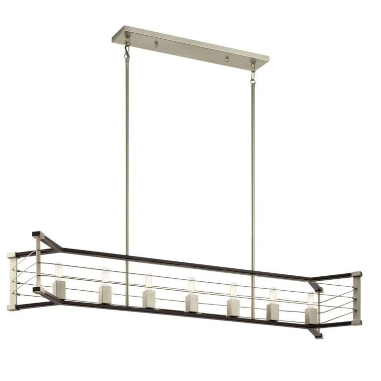 Lente 7-Light Industrial Chandelier in Midnight Oak