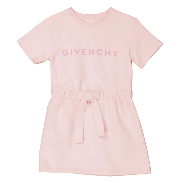 Givenchy Girls Logo-Print Cotton Blend Dress - Marshmallow