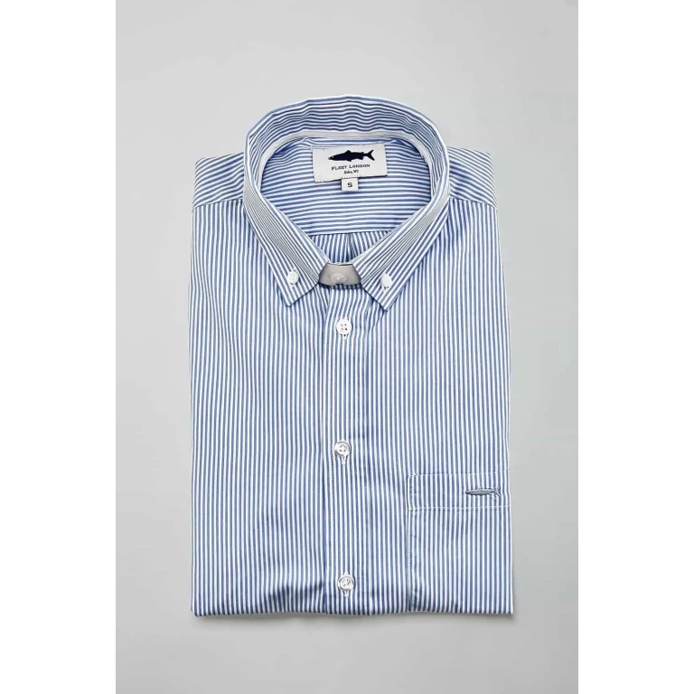 Blue Striped Cotton Shirt for Men