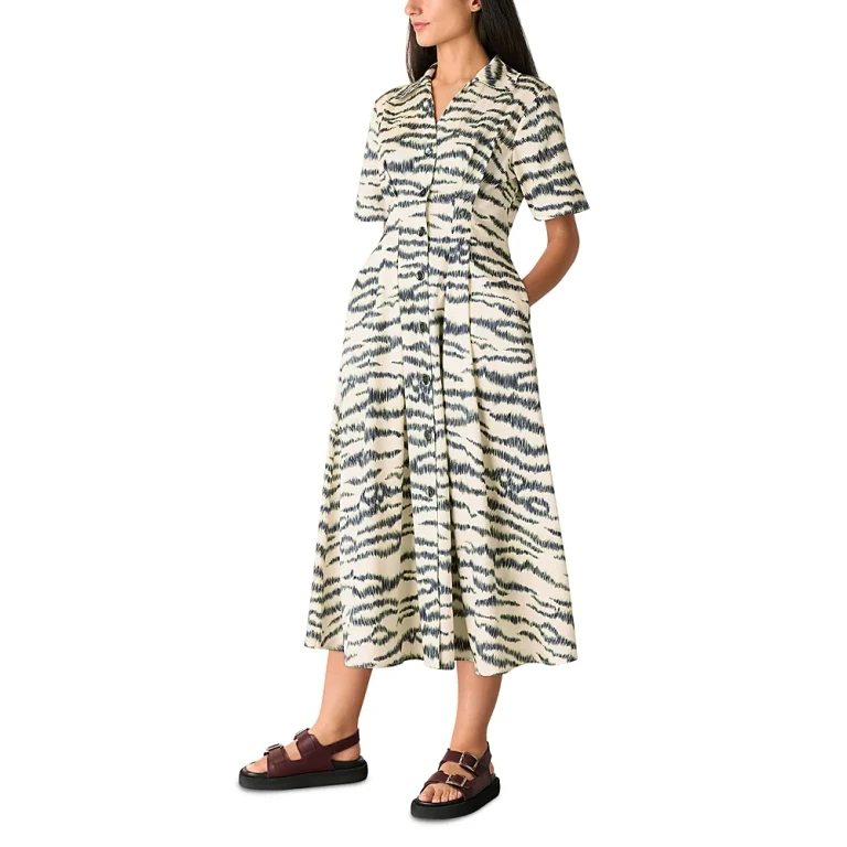 Whistles Feathered Tiger Midi Dress