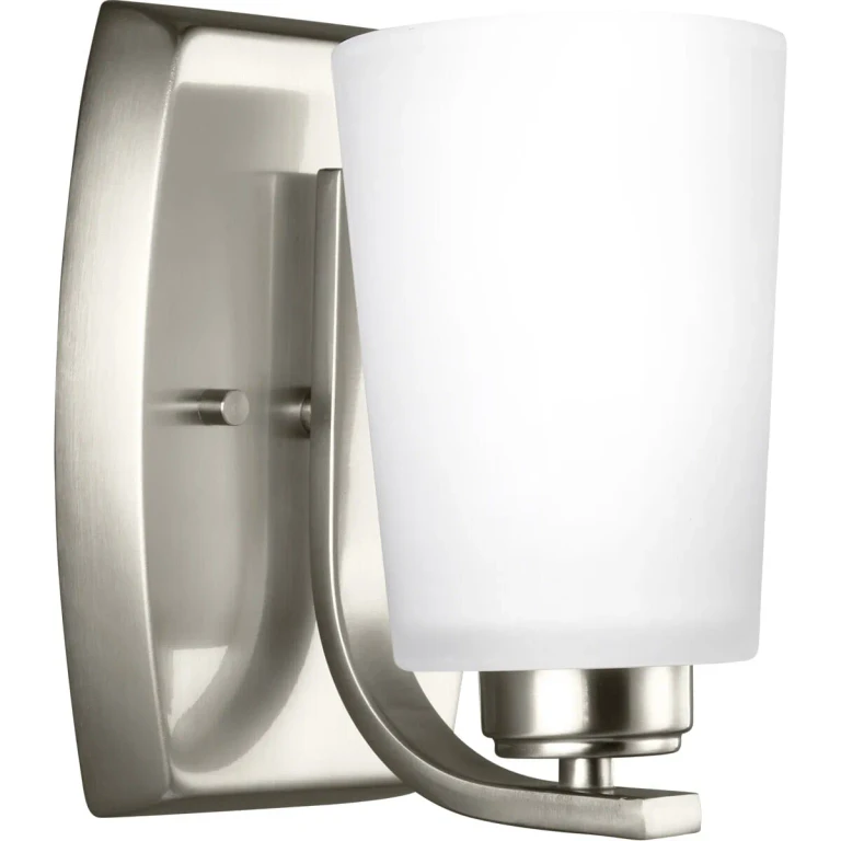 Brushed Nickel One Light Wall Bath Sconce from the Franport Collection