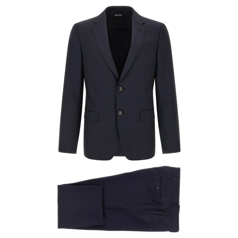 Zegna Blue Wool Two-Piece Suit - Men