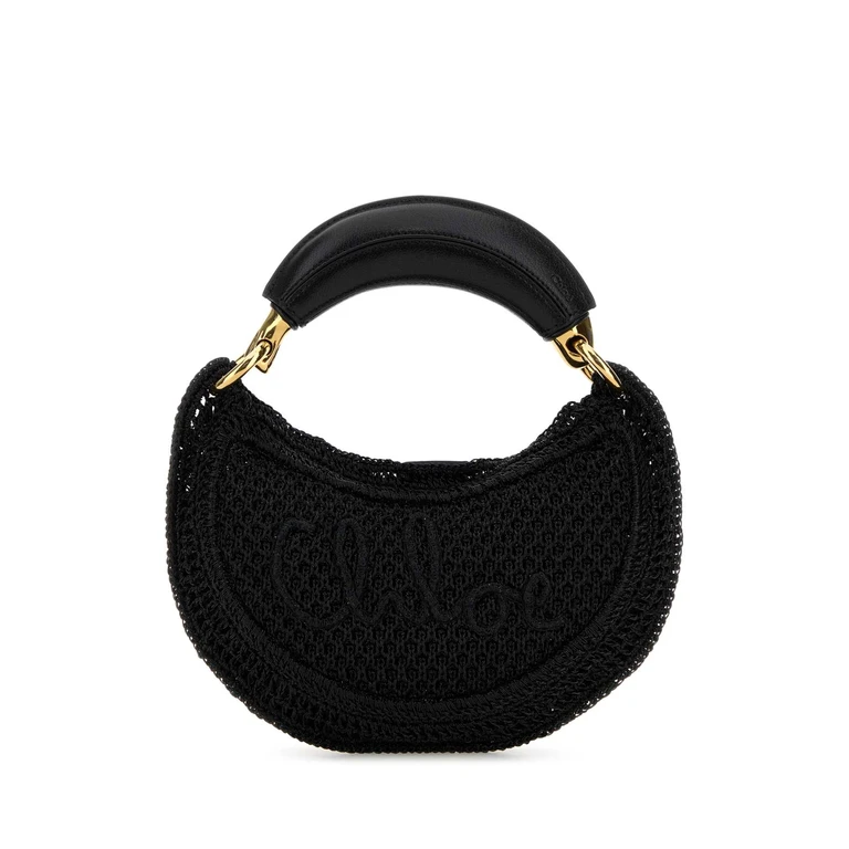 Black Raffia Mini Summer Banana Handbag Borse A Mano - Women