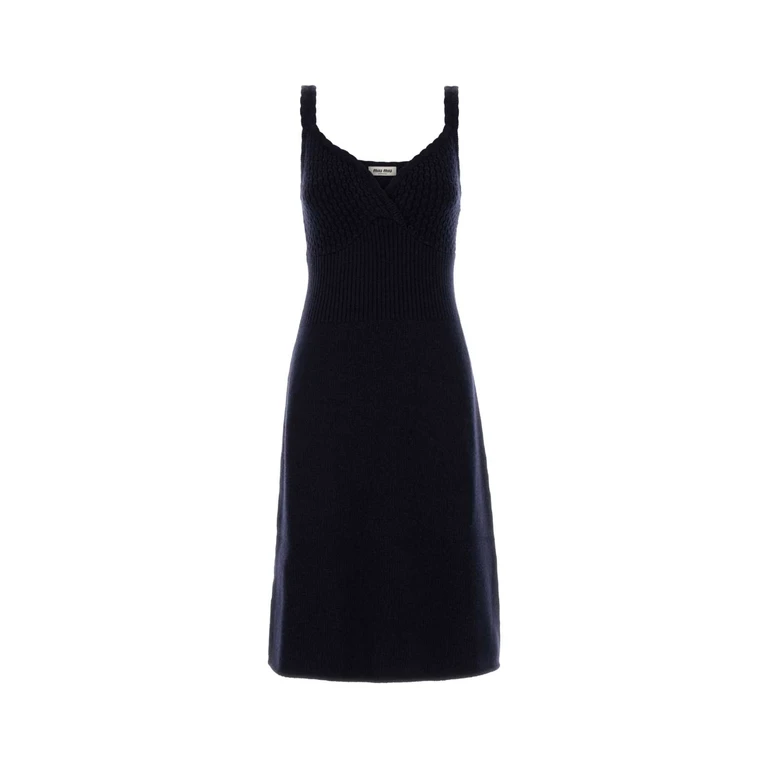 Miu Miu Navy Blue Wool Dress Bleu Abiti - Women