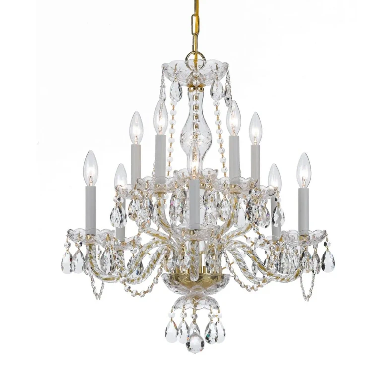 Traditional Crystal 10-Light 25" Traditional Chandelier in Polished Brass with Clear Hand Cut Crystals