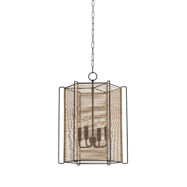 Textured Black Four Light Lantern from the Ramon Collection