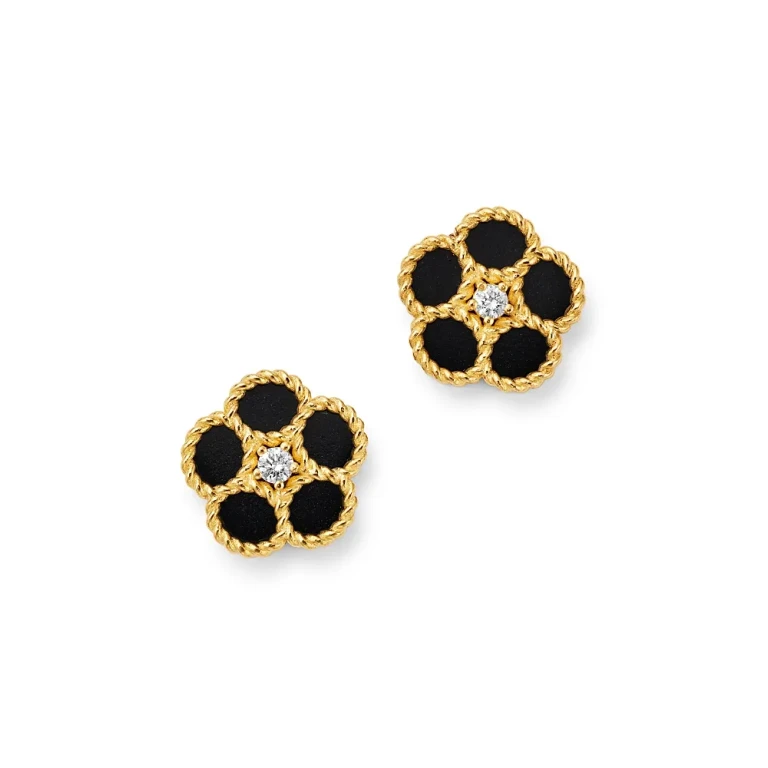 Roberto Coin 18K Yellow Gold Daisy Diamond & Black Onyx Stud Earrings - Exclusive