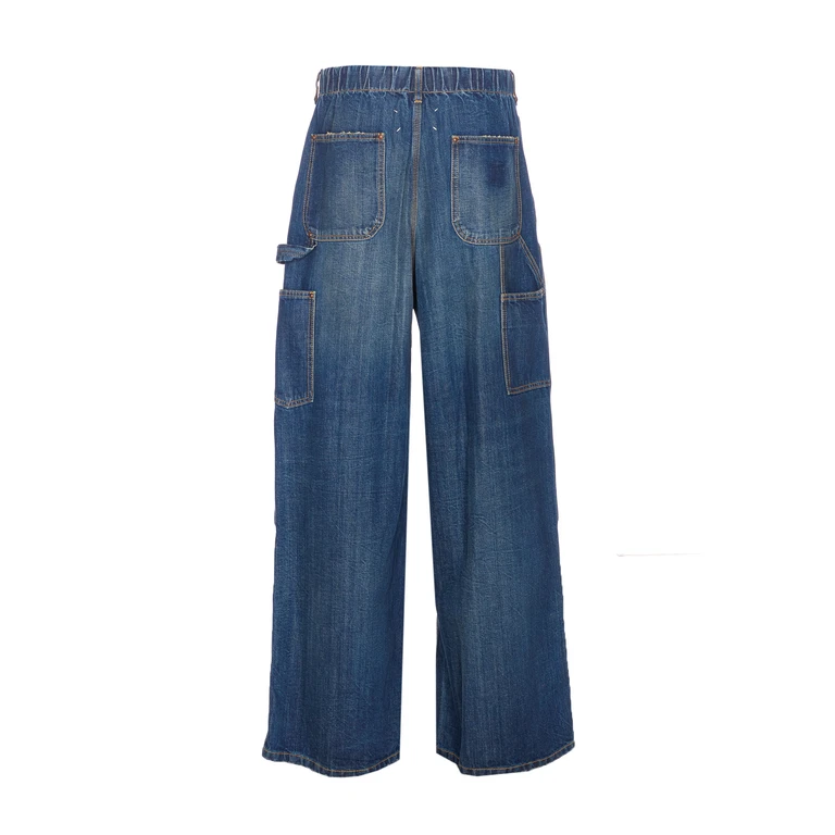 Maison Margiela Trousers Blue Cotton - Women