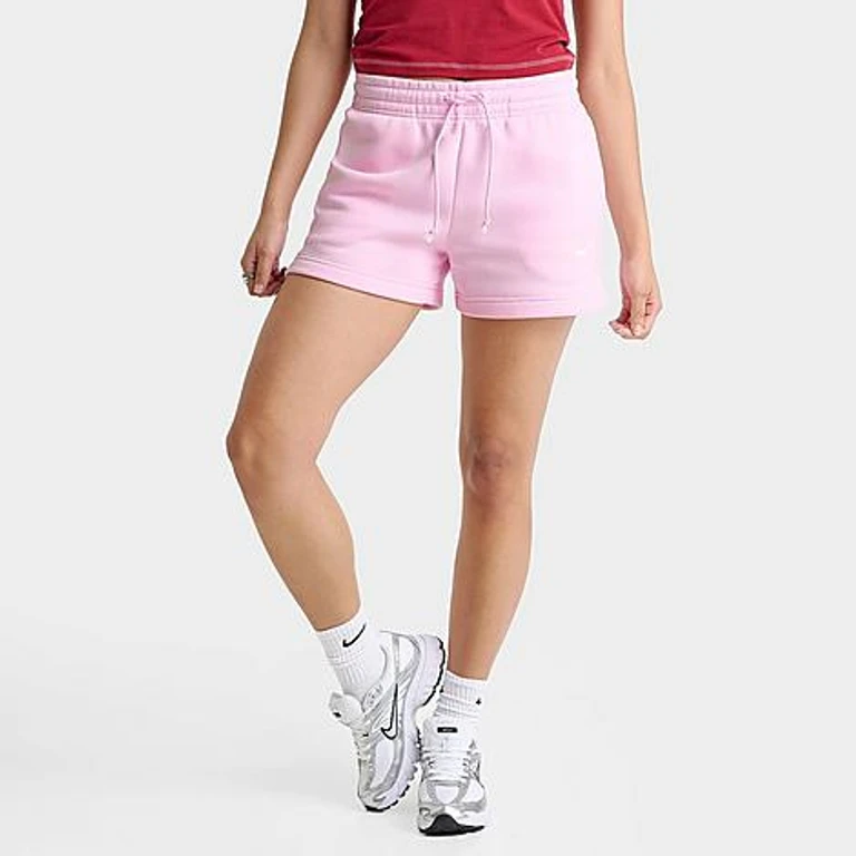 Nike Women's Sportswear Phoenix Fleece Mid-Rise 4" Shorts in Pink Foam Size: XS