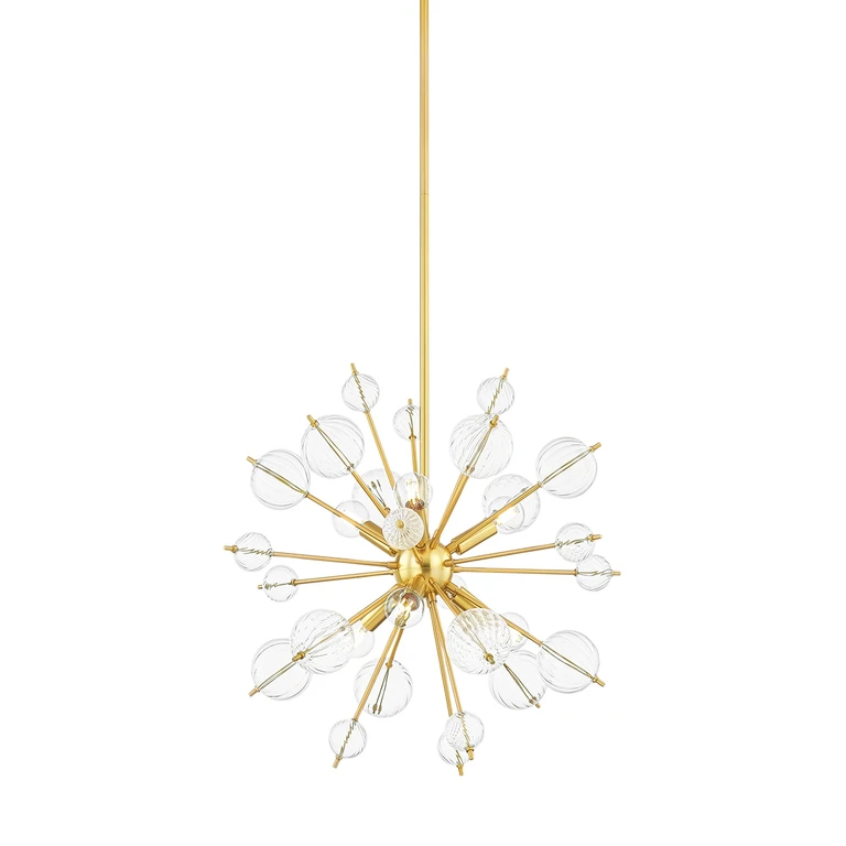 Aged Brass Six Light Chandelier from the Linnea Collection