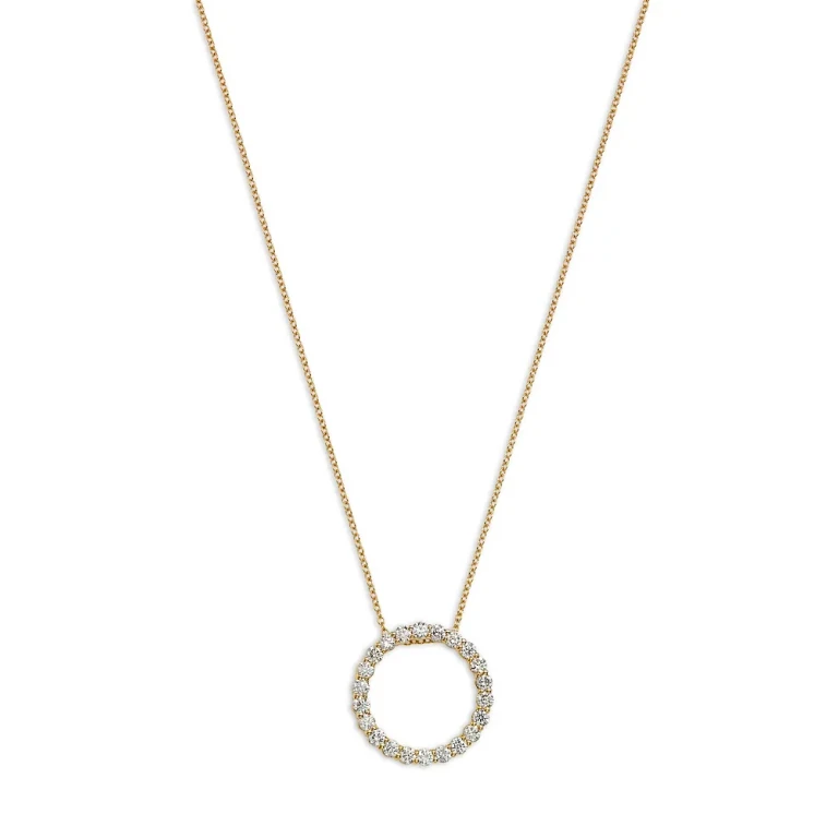 Diamond Circle Pendant Necklace in 14K Yellow Gold, 1.00 tcw