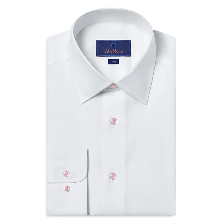 David Donahue Trim Fit Super Fine Twill Dress Shirt