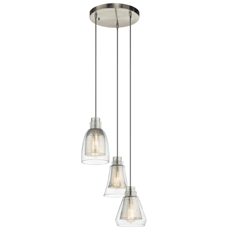 Evie 3-Light Pendant in Brushed Nickel