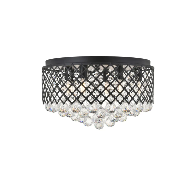 Matte Black Six Light Flush Mount from the Tully Collection
