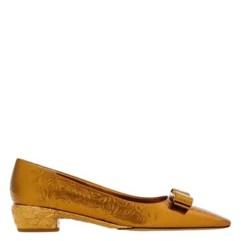 Ferragamo Riace Laminated Vara Pumps