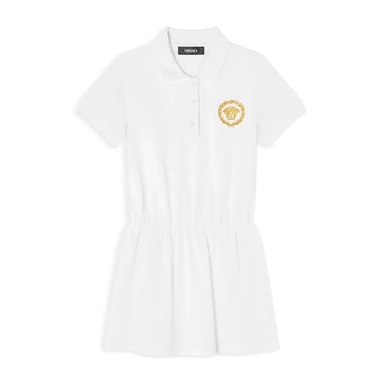 Versace Girls' Piquet Medusa Alloro Print Dress - Little Kid, Big Kid