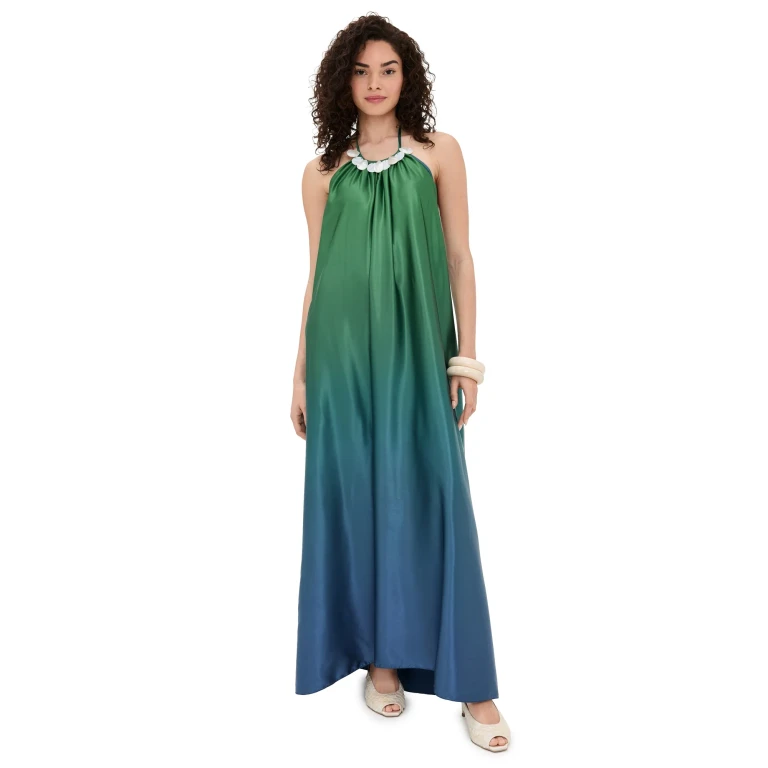 Maylé Vásquez Canto Maxi Dress Deep Green Ombre XL