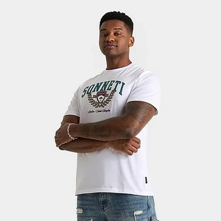 Sonneti Men's Varsity Club Graphic T-Shirt in White/Teal Size: Small
