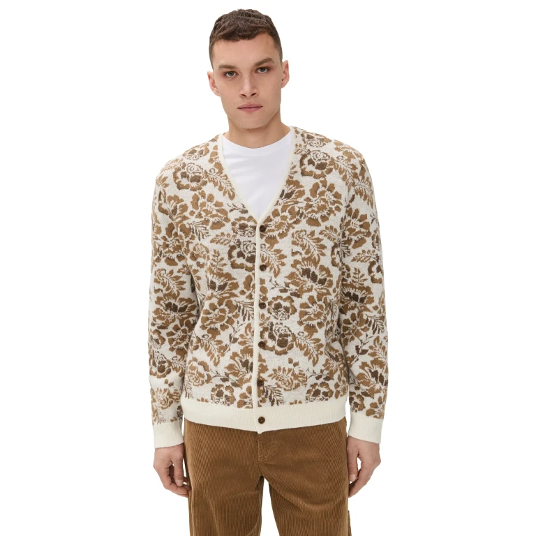 Wax London Alban Floral Jacquard Cardigan Natural/Brown M